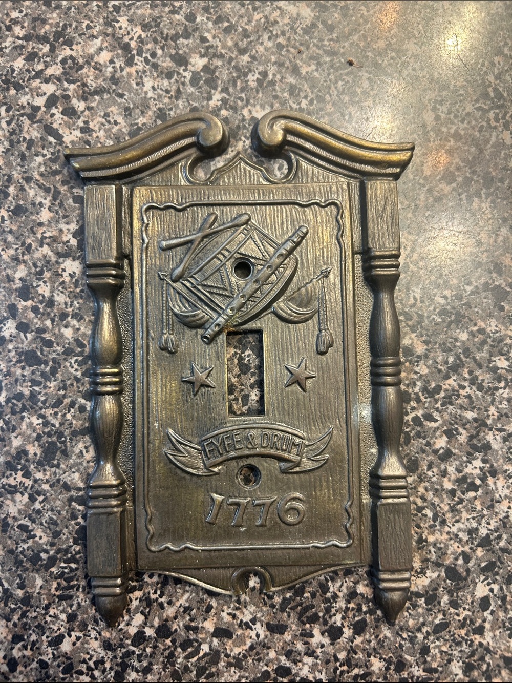 Vintage Bronze 1776 Eye & Drum Decorative Switch Plate